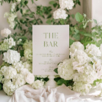 Elegant Sage Green & Beige Wedding Bar Sign