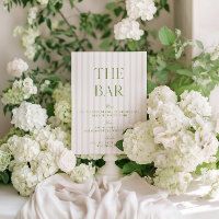 Elegant Sage Green & Beige Wedding Bar Sign