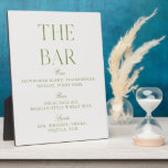 Elegant Sage Green & Beige Wedding Bar Sign Plaque<br><div class="desc">Designed for garden weddings, refined receptions, and timeless outdoor celebrations. Customize the wine, beer, and spirits list to reflect your exact offerings and event style. Part of the “Iris” Wedding Invitation Collection — explore the full suite on this page to find matching items like invitations, menus, signage, and more. Fully...</div>