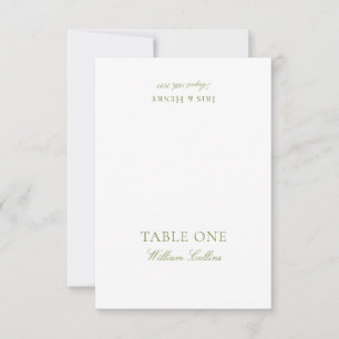 Elegant Sage Green & Beige Wedding Place Card