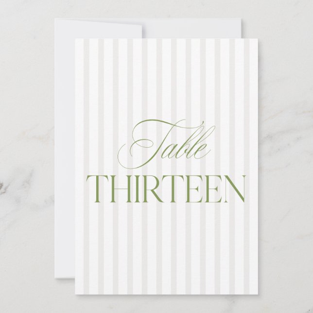 Elegant Sage Green & Beige Wedding Table Number  (Back)