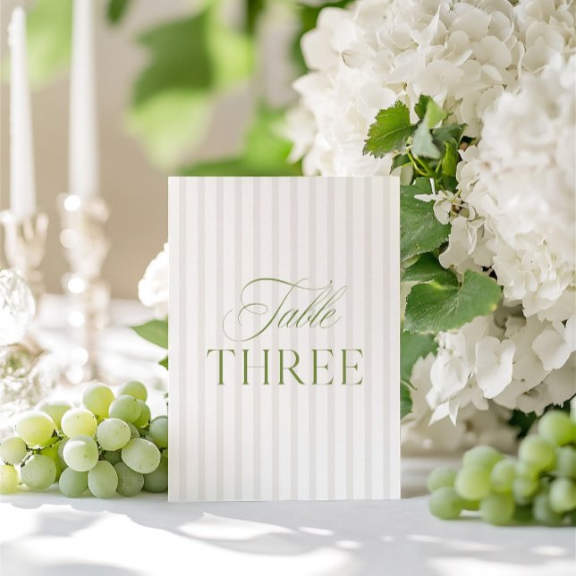 Elegant Sage Green & Beige Wedding Table Number  (Elegant Sage Green & Beige Wedding Table Number)