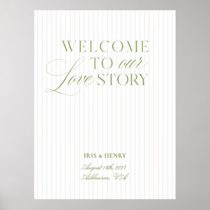 Elegant Sage Green & Beige Wedding Welcome Sign