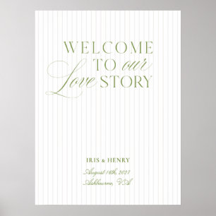 Elegant Sage Green & Beige Wedding Welcome Sign