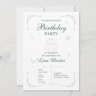 Elegant Sage Green Birthday Invitation