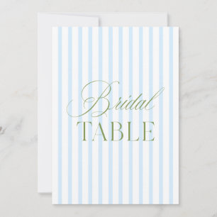 Elegant Sage Green & Blue Bridal Table Number