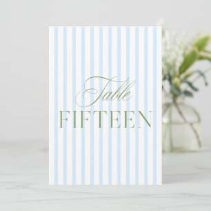 Elegant Sage Green & Blue Wedding 15 Table Number