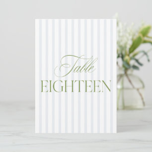 Elegant Sage Green & Blue Wedding 18 Table Number