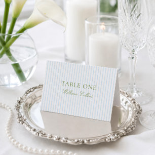 Elegant Sage Green & Blue Wedding Place Card