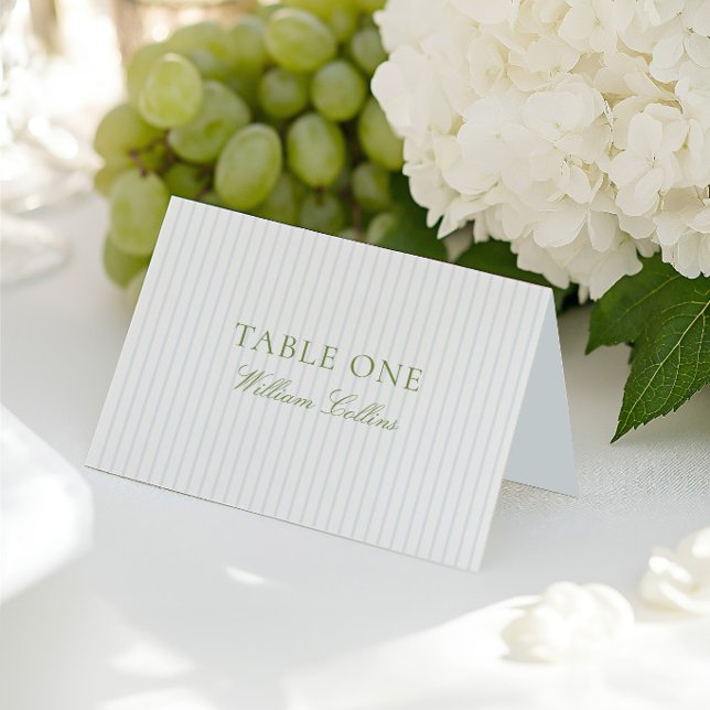 Elegant Sage Green & Blue Wedding Place Card (Creator Uploaded)