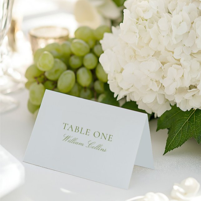 Elegant Sage Green & Blue Wedding Place Card (Elegant Sage Green & Blue Wedding Place Card)