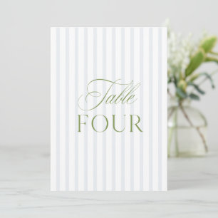 Elegant Sage Green & Blue Wedding Table Number