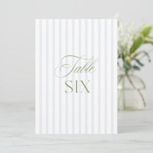 Elegant Sage Green & Blue Wedding Table Number