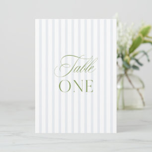 Elegant Sage Green & Blue Wedding Table Number