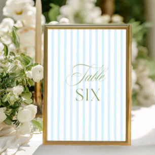 Elegant Sage Green & Blue Wedding Table Number