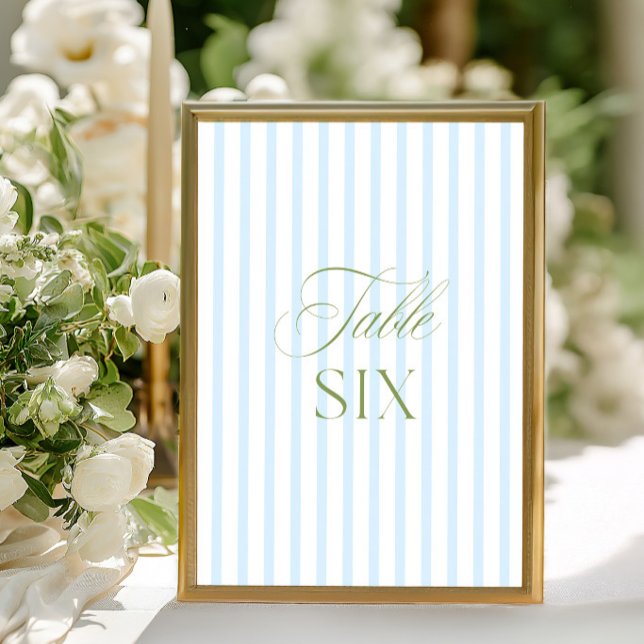 Elegant Sage Green & Blue Wedding Table Number  (Elegant Sage Green & Blue Wedding Table Number)