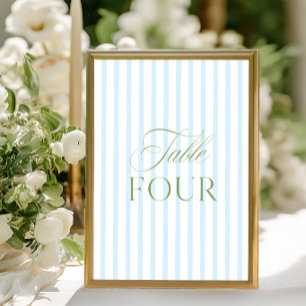 Elegant Sage Green & Blue Wedding Table Number