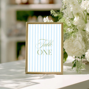 Elegant Sage Green & Blue Wedding Table Number