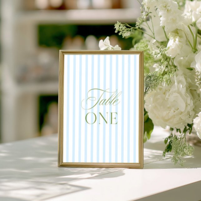 Elegant Sage Green & Blue Wedding Table Number (Elegant Sage Green & Blue Wedding Table Number)