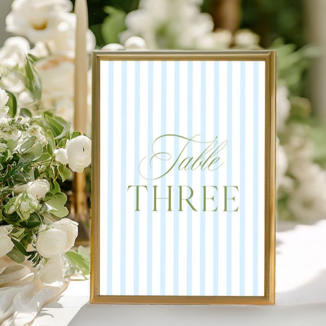 Elegant Sage Green & Blue Wedding Table Number  (Elegant Sage Green & Blue Wedding Table Number)