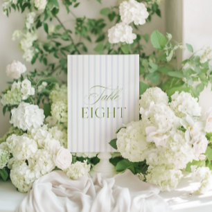 Elegant Sage Green & Blue Wedding Table Number