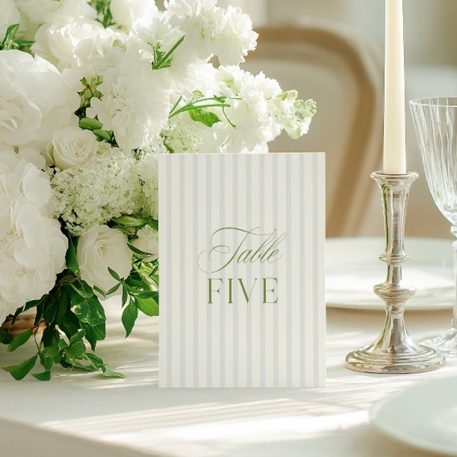 Elegant Sage Green & Blue Wedding Table Number  (Elegant Sage Green & Blue Wedding Table Number)