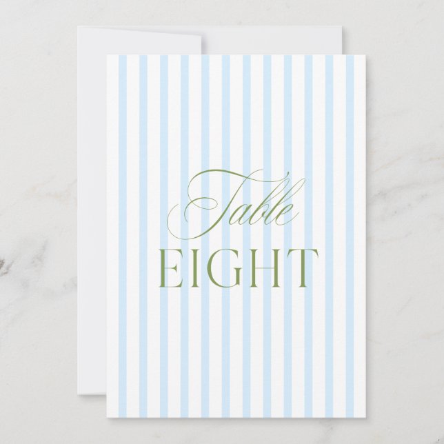 Elegant Sage Green & Blue Wedding Table Number  (Front)