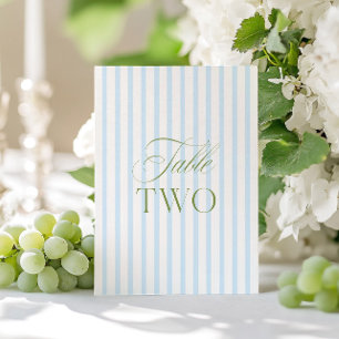 Elegant Sage Green & Blue Wedding Table Number Two