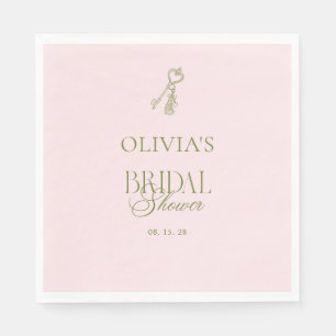 Elegant Sage Green & Blush Bridal Shower Napkin