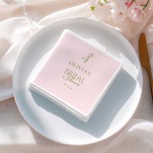 Elegant Sage Green & Blush Bridal Shower Napkin