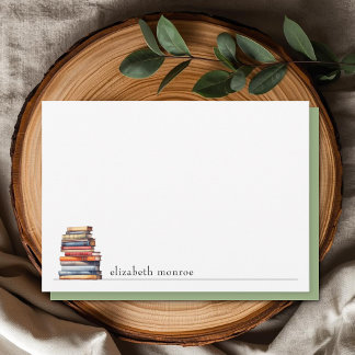 Elegant Sage Green Book Lover's Personalised Card