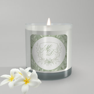 Elegant Sage Green Botanical Crest Wedding Square Sticker