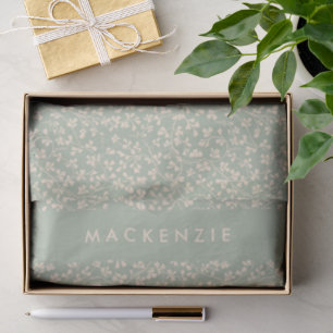 Elegant Sage Green Botanical Personalised Tissue Paper