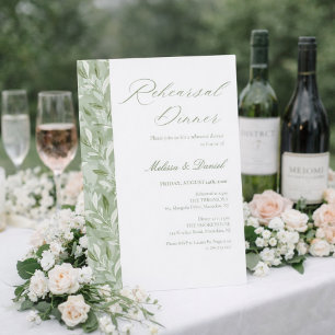 Elegant Sage Green Botanical Rehearsal Dinner Invitation