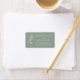 Elegant Sage Green Botanical Wedding Address Label