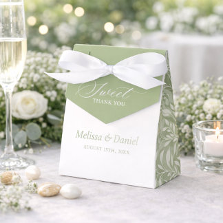 Elegant Sage Green Botanical Wedding  Favor Boxes