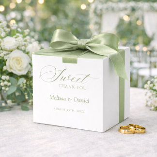 Elegant Sage Green Botanical Wedding  Favour Box