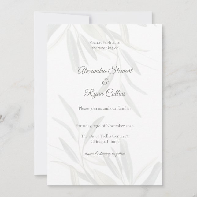 Elegant Sage Green Botanical Wedding Invitation  (Front)