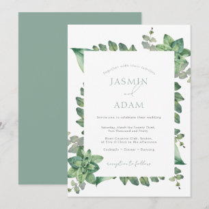 Elegant Sage Green Botanical Wedding Invitation