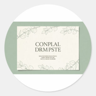 Elegant Sage Green Botanical Wedding Invitation -  Classic Round Sticker