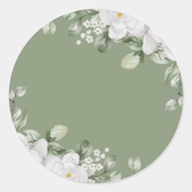 Elegant Sage Green Botanical Wedding Seal (Front)