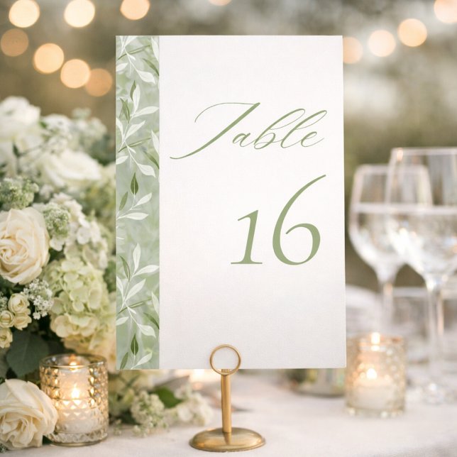 Elegant Sage Green Botanical Wedding  Table Number (Creator Uploaded)