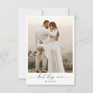 Elegant Sage Green Bow Monogram Photo Wedding Thank You Card