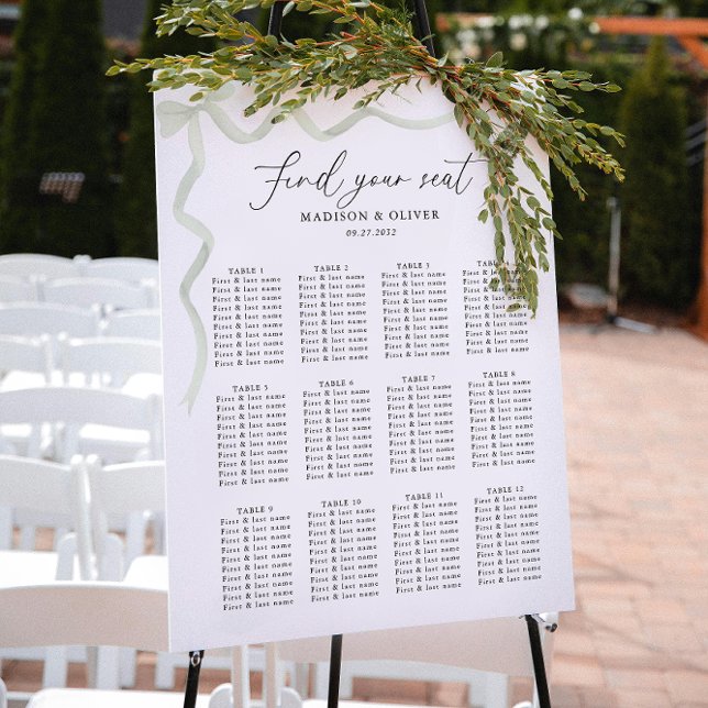 Elegant Sage Green Bow Wedding Seating Charts (Creator Uploaded)