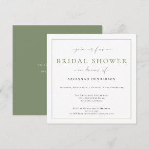 Elegant Sage Green Bridal Shower Classic Invitation