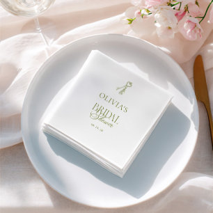 Elegant Sage Green Bridal Shower Napkin