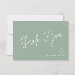 Elegant Sage Green Bridal Shower Thank You Card