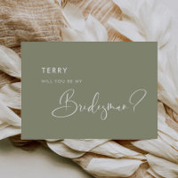 Elegant & sage green Bridesman proposal card