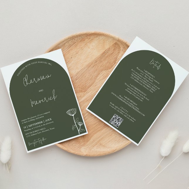 Elegant Sage Green Budget QR Code Wedding Invitation (Creator Uploaded)