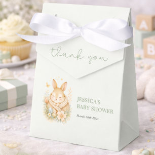Elegant Sage Green Bunny Baby Shower Favour Box
